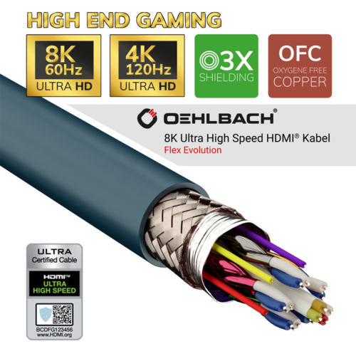 [Oehlbach] 오엘바흐 Excellence FLEX EVOLUTION (1m - 3m) Ultra High-Speed HDMI케이블 (D1C92600)